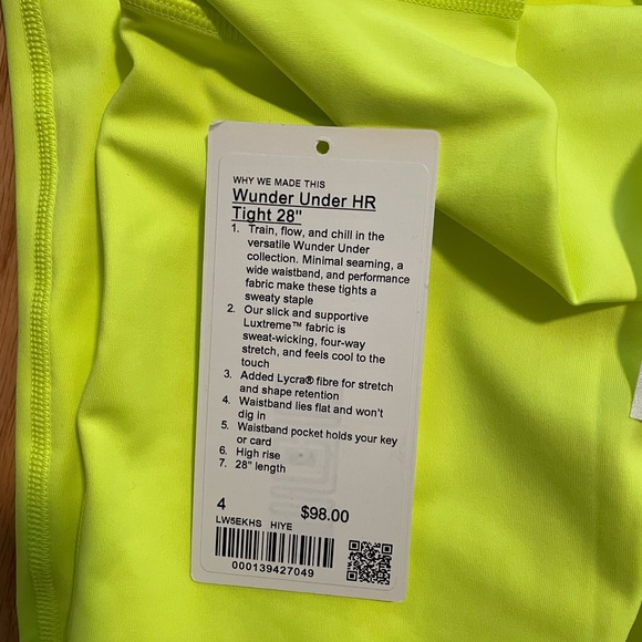 Lululemon bright yellow wunder under leggings - Picture 4 of 4